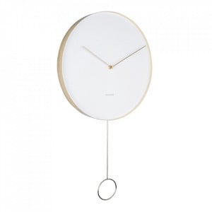 Ceas de perete rotund alb din otel 34x62 cm Pendulum Present Time