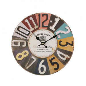 Ceas de perete rotund multicolor din metal 28 cm Renier Versa Home