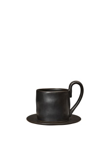 Ceasca cu farfurioara neagra din ceramica 250 ml Flow Ferm Living