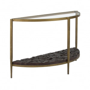 Consola neagra/aurie din metal 126 cm Lotus Thai Natura