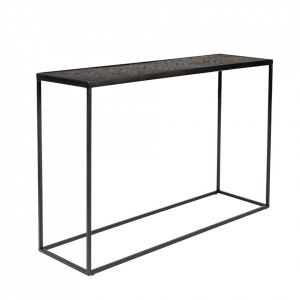 Consola neagra din lemn de tec si fier 120 cm Parker The Home Collection