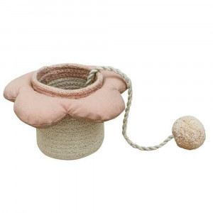 Cos bej/roz cu accesoriu din bumbac Flower Lorena Canals