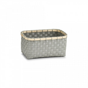 Cos gri din polipropilena si bambus Storage Basket Bamboo Grey Zeller