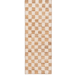 Covor crem/maro din fibre naturale 70x180 cm Check Ferm Living