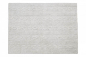 Covor dreptunghiular gri din bumbac 120x160 cm Braids Pearl Grey Medium Lorena Canals