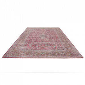 Covor rosu antichizat din bumbac si poliester 160x240 cm Orient Design The Home Collection