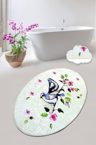 Covoras de baie multicolor din fibre sintetice 70x120 cm Bird Nest The Home Collection