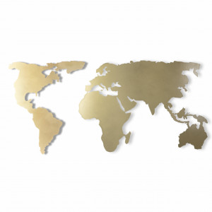 Decoratiune de perete aurie din metal 60x120 cm World Map Silhouette The Home Collection