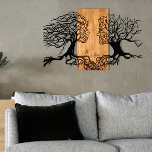 Decoratiune de perete maro/neagra din metal 58x92 cm Faces The Home Collection