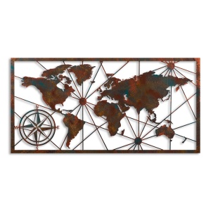 Decoratiune de perete multicolora din metal 60x120 cm World Map Large 2 The Home Collection