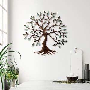 Decoratiune de perete multicolora din metal 60x60 cm Tree The Home Collection