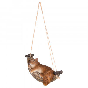 Decoratiune maro din fibre sintetice 29 cm Squirrel Hammock Esschert Design