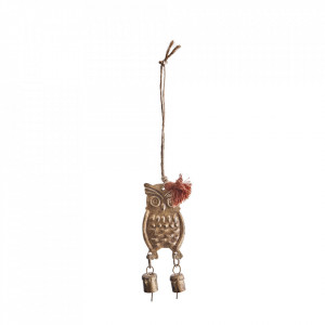 Decoratiune suspendabila aurie din fier si iuta 8 cm Owl Madam Stoltz