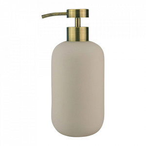 Dispenser sapun lichid bej nisipiu/maro alama din ceramica si metal 7x18 cm Lotus Mette Ditmer Denmark