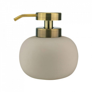 Dispenser sapun lichid bej nisipiu/maro alama din ceramica si metal 11x13 cm Lotus Mette Ditmer Denmark