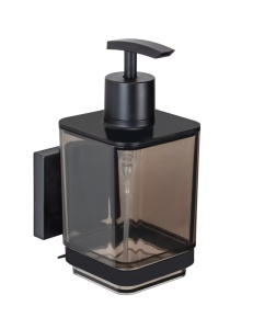 Dispenser sapun lichid de perete negru din metal 340 ml Quadro Wenko