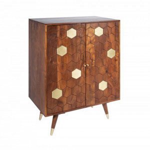 Dulapior bar maro din lemn de salcam si metal Mystic The Home Collection