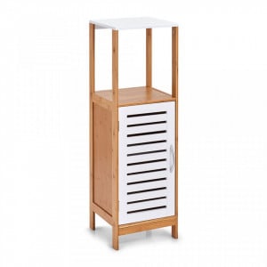 Dulapior maro/alb din lemn si MDF Bathroom Cabinet Bamboo Zeller