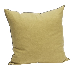 Fata de perna galbena/gri din fibre naturale 50x50 cm Alma Madam Stoltz