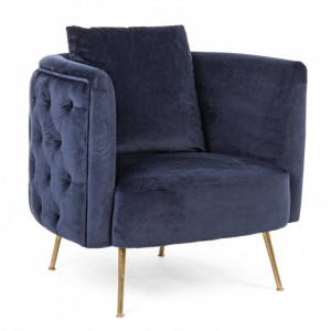 Fotoliu albastru/auriu din catifea Tenbury Bizzotto