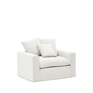 Fotoliu ecru din textil Nora Extra Kave Home