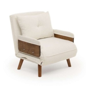 Fotoliu extensibil alb din textil Cosmo Teddy The Home Collection