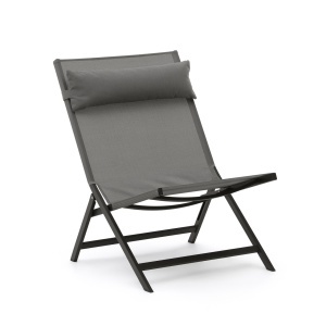 Fotoliu exterior pliabil negru din metal Canutells Kave Home