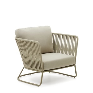 Fotoliu exterior verde din metal Saconca Kave Home