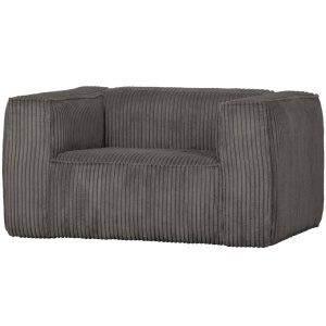 Fotoliu gri inchis din textil Bean Rib Woood