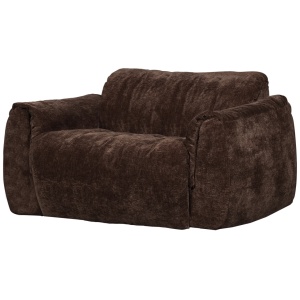Fotoliu maro inchis din textil Baggy 3D Chenille Woood