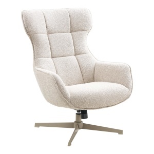 Fotoliu rotativ crem din textil Turin House Nordic
