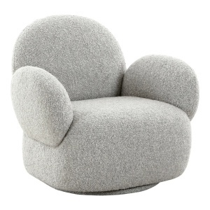 Fotoliu rotativ gri din textil Messina Boucle House Nordic