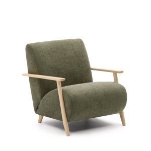Fotoliu verde/maro deschis din textil Meghan Chenille Kave Home