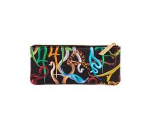 Geanta multicolora din poliester si poliuretan 9x21 cm pentru cosmetice Snakes Toiletpaper Seletti