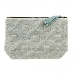 Geanta pentru cosmetice verde din catifea Pouch Nordal