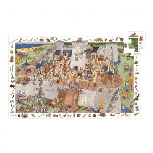 Joc tip puzzle multicolor din carton Fortified Castle Djeco