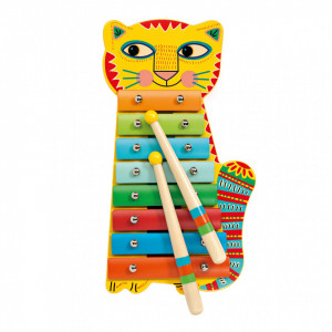 Jucarie muzicala xilofon multicolora din lemn Cat Djeco