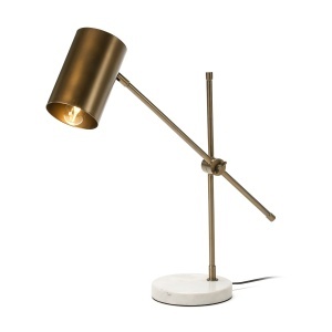Lampa birou alba/aurie din metal 75 cm Robo Thai Natura