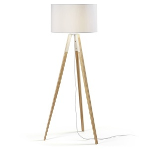 Lampadar alb/maro din lemn 155 cm Iguazu Kave Home