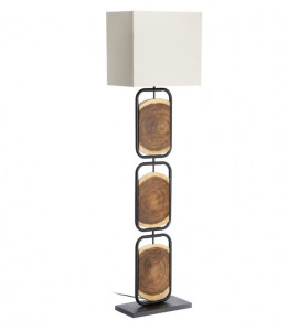 Lampadar maro/alb din lemn de salcam si otel 168 cm Esther Kave Home