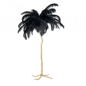 Lampadar negru/auriu din pene si cupru cu 5 becuri 175 cm Burlesque Richmond Interiors
