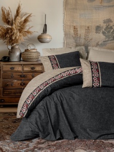 Lenjerie pat bej din bumbac Yamka Double The Home Collection