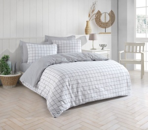 Lenjerie pat gri din bumbac Artus Double The Home Collection