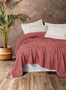 Lenjerie pat rosie din fibre Loom Double The Home Collection