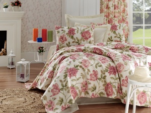 Lenjerie pat roz din bumbac Care Double The Home Collection