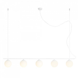 Lustra alba din sticla cu 5 becuri Beryl Quiet Object