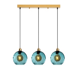 Lustra albastra/aurie din metal cu 3 becuri Benek The Home Collection