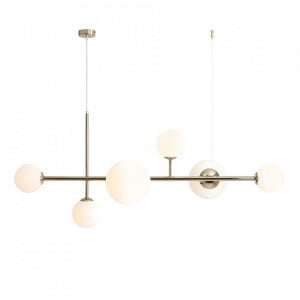 Lustra aurie/alba din sticla cu 6 becuri Dione Quiet Object