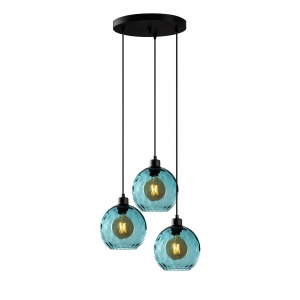 Lustra neagra/albastra din metal cu 3 becuri Benek The Home Collection