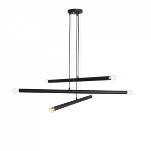 Lustra neagra din metal cu 6 becuri Tubo Quiet Object